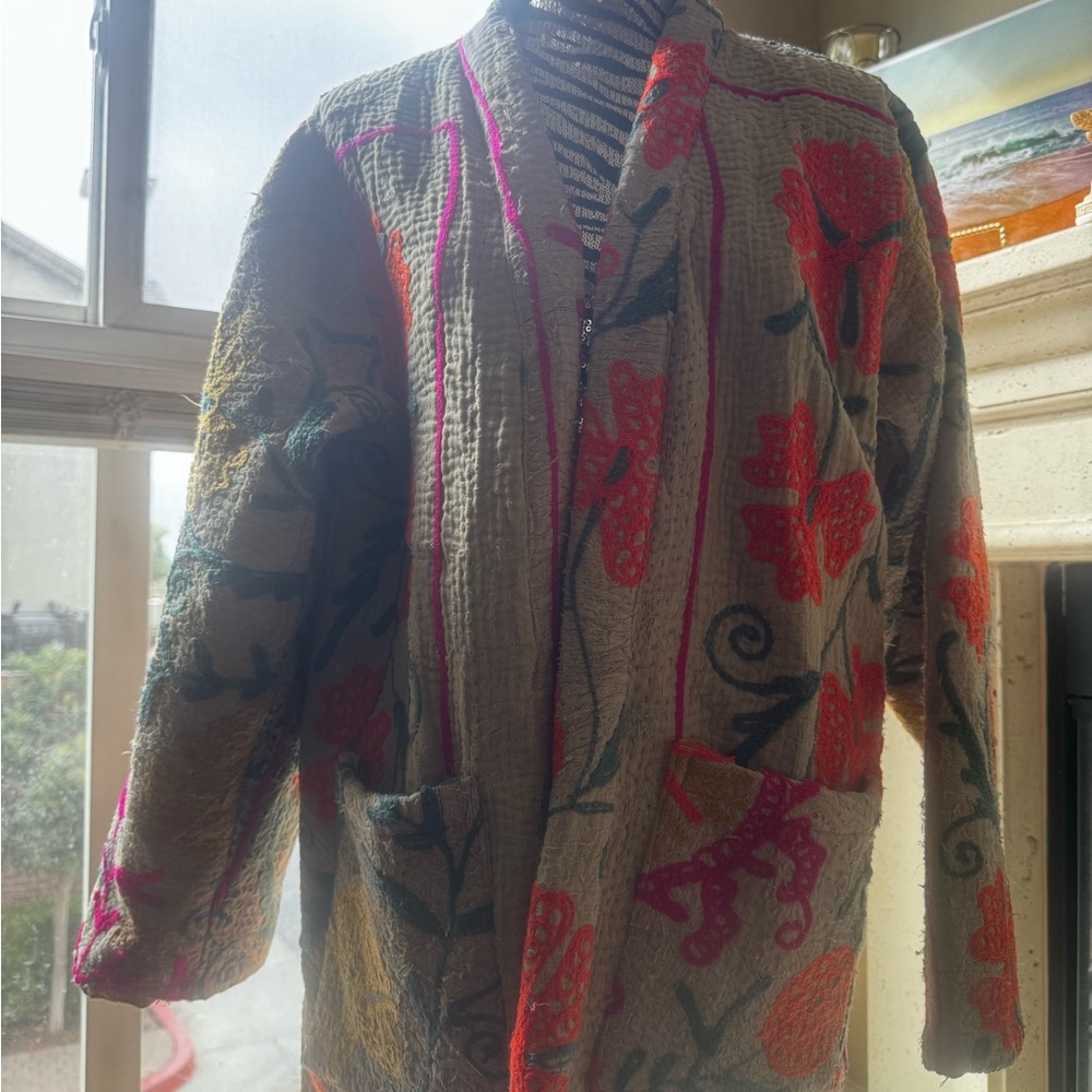 Floral Embroidered Women's Kantha Jacket